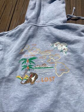 Lost Light Gray Pullover Hoodie with Hawaii Logo Print